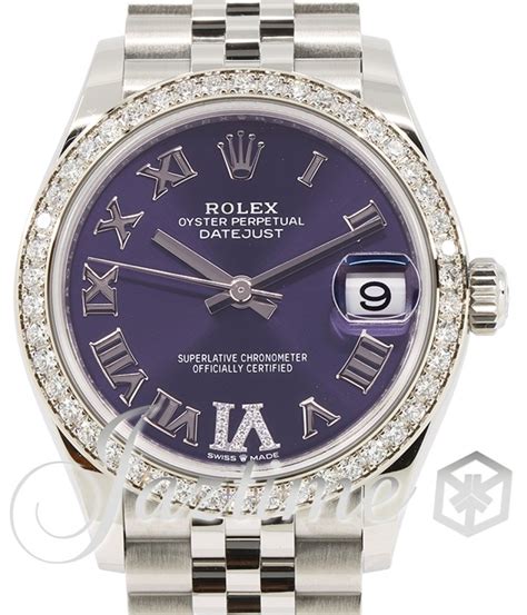 rolex diamond bezel 31 date just|Rolex 31mm Datejust aubergine.